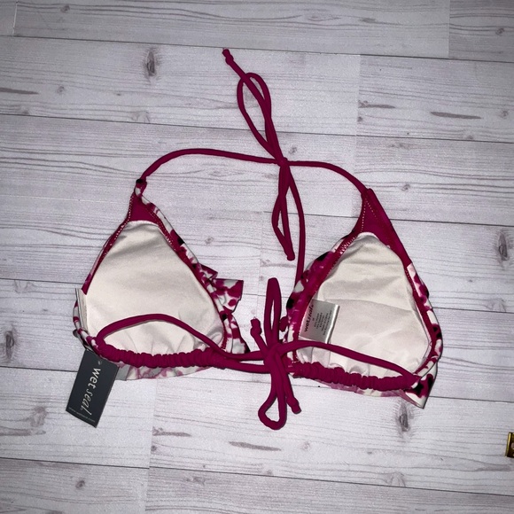 NEW WET SEAL BAMBOO TIE DYE 5 RUFFLE PINK & WHITE BIKINI MEDIUM NWT - Picture 3 of 10